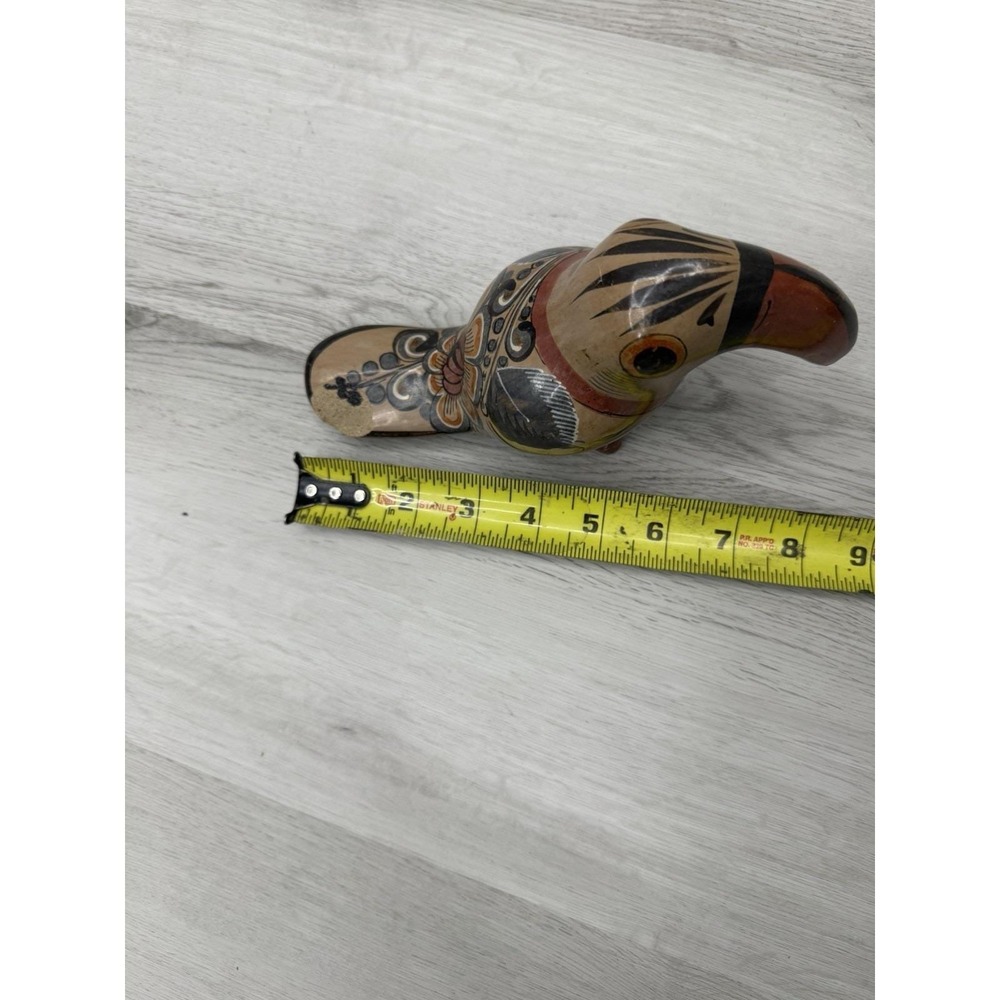 Tonala Mexican Pottery Toucan Figurine Hand Painted Folk Art - Picture 5 of 7